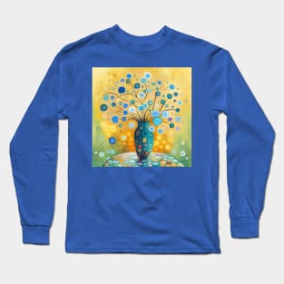 Blue Fantasy Modern Still Life Painting in a Blue Vase Long Sleeve T-Shirt